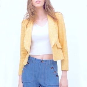 Zara yellow boucle blazer XS
